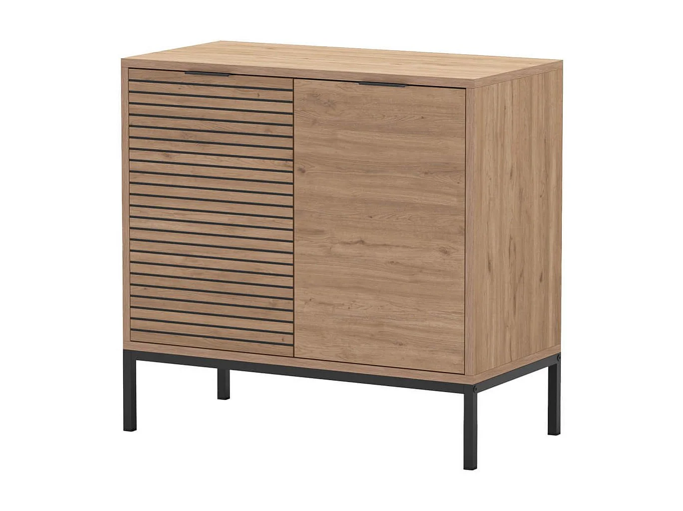 APPA - Rangement 2 Portes Aspect bois Tasseaux Pieds Métal