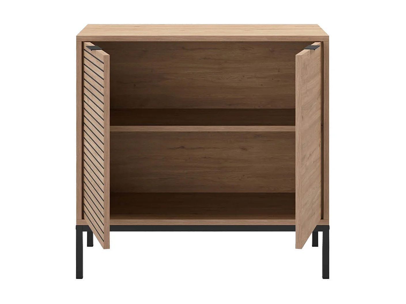 APPA - Rangement 2 Portes Aspect bois Tasseaux Pieds Métal