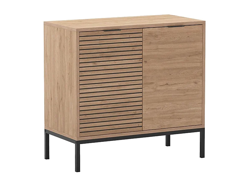 APPA - Rangement 2 Portes Aspect bois Tasseaux Pieds Métal