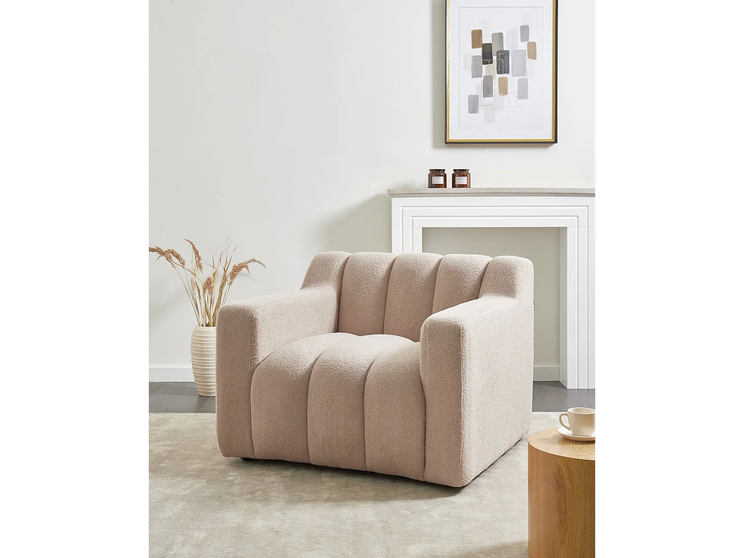 Fauteuil AGERUP Bouclé Beige