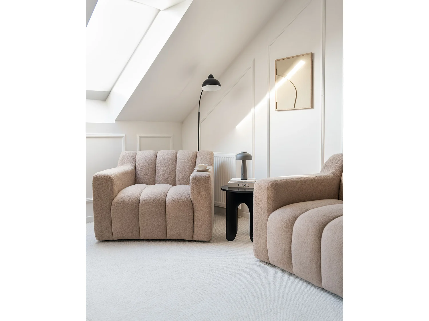 Fauteuil AGERUP Bouclé Beige