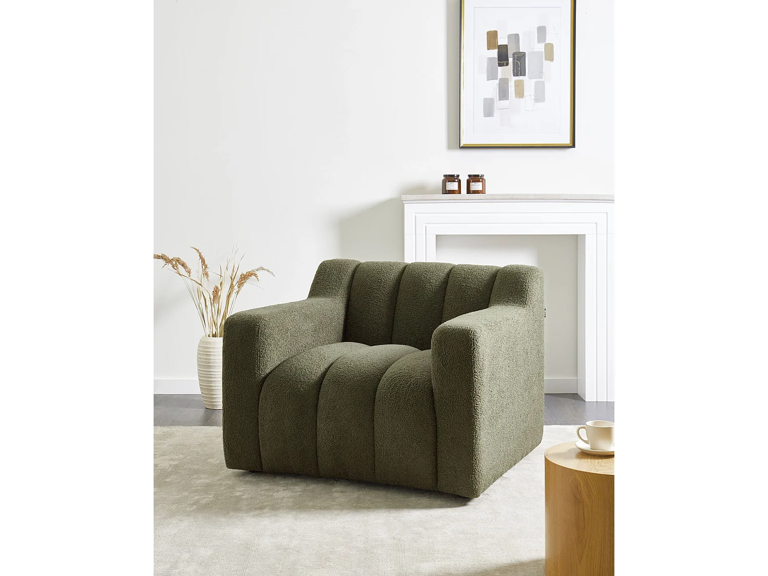 Fauteuil AGERUP Bouclé Vert foncé