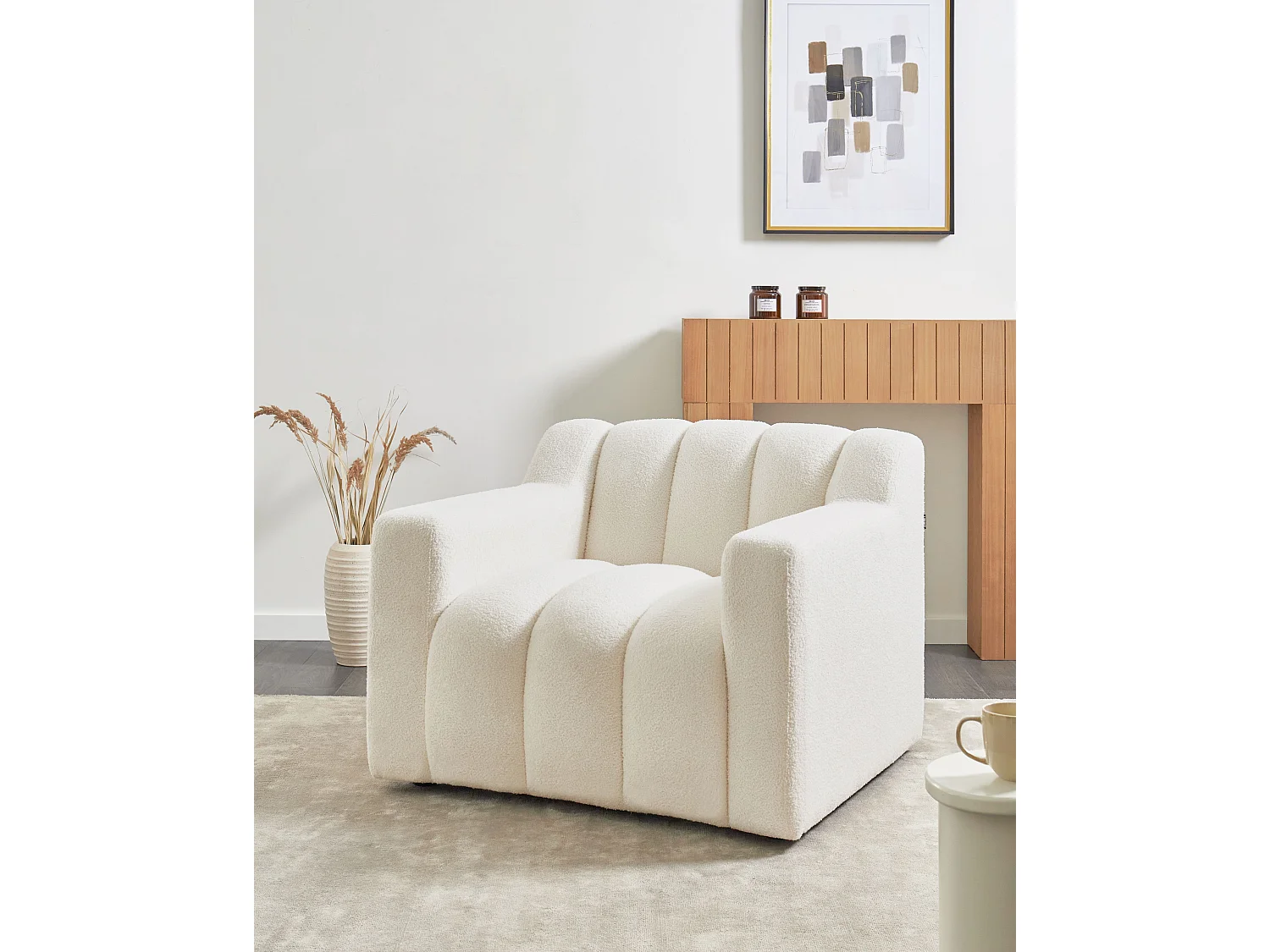 Fauteuil AGERUP Bouclé Blanc cassé