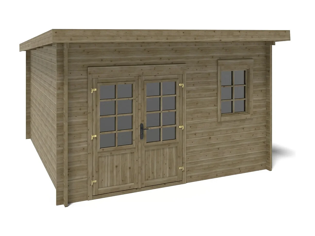 Abri de jardin en bois - 12m2 - 4x3m - Traité - Ep. 40mm - Couleur: vert - DOM717 - ALTANKA