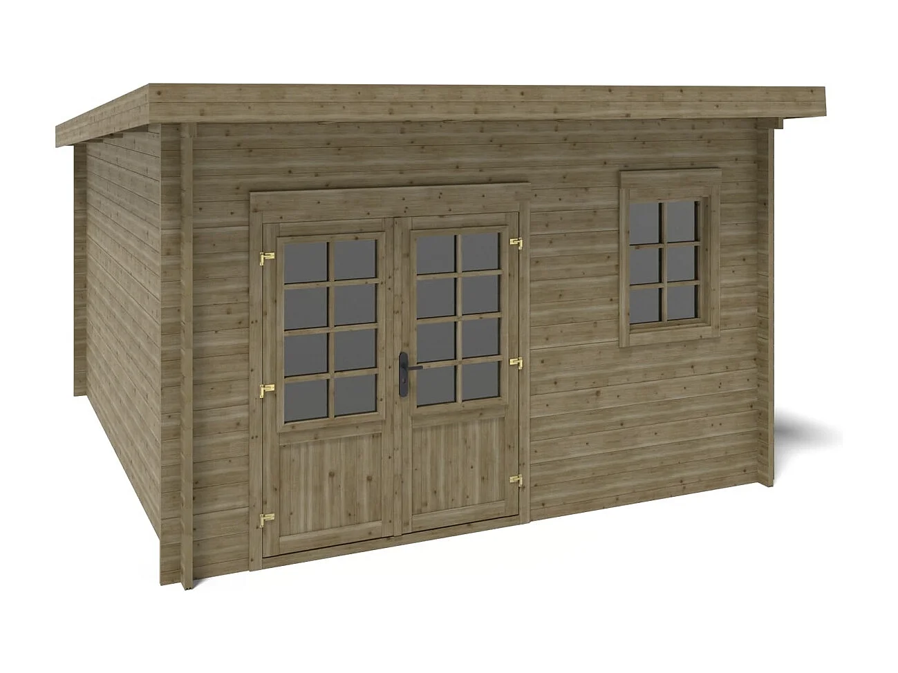 Abri de jardin en bois - 12m2 - 4x3m - Traité - Ep. 40mm - Couleur: vert - DOM717 - ALTANKA