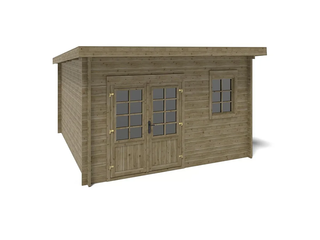 Casetta da giardino in legno - 12m2 - 4x3m - impregnata - 40mm - colore: verde - DOM717 - ALTANKA