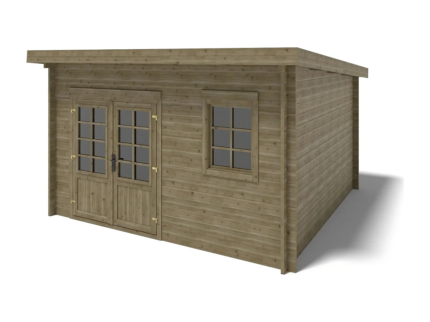 Abri de jardin en bois - 16m2 - 4x4m - Traité - Ep. 40mm - Couleur: vert - DOM716 - ALTANKA