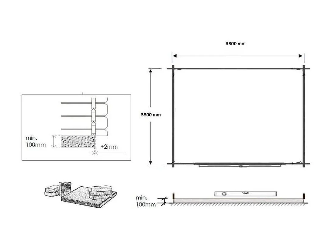 Abri de jardin en bois - 16m2 - 4x4m - Traité - Ep. 40mm - Couleur: vert - DOM716 - ALTANKA