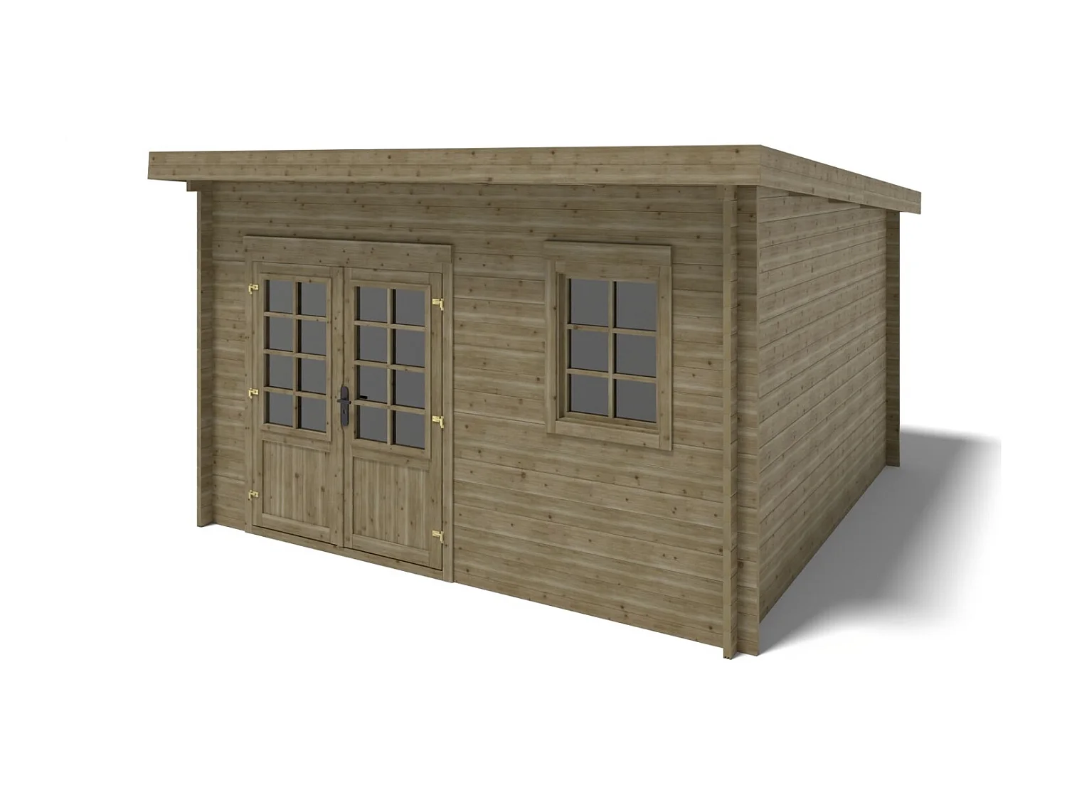 Abri de jardin en bois - 16m2 - 4x4m - Traité - Ep. 40mm - Couleur: vert - DOM716 - ALTANKA