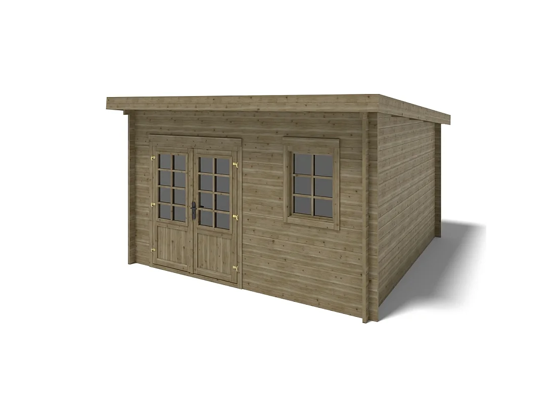 Casetta da giardino in legno - 16m2 - 4x4m - impregnata - 40mm - colore: verde - DOM716 - ALTANKA