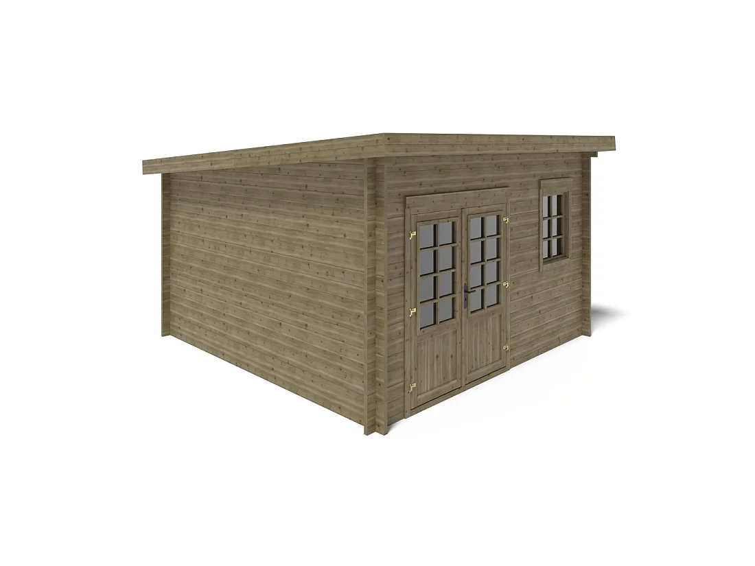 Casetta da giardino in legno - 16m2 - 4x4m - impregnata - 40mm - colore: verde - DOM716 - ALTANKA