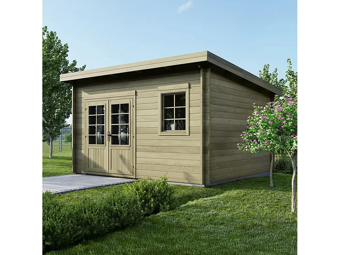 Casetta da giardino in legno - 16m2 - 4x4m - impregnata - 40mm - colore: verde - DOM716 - ALTANKA
