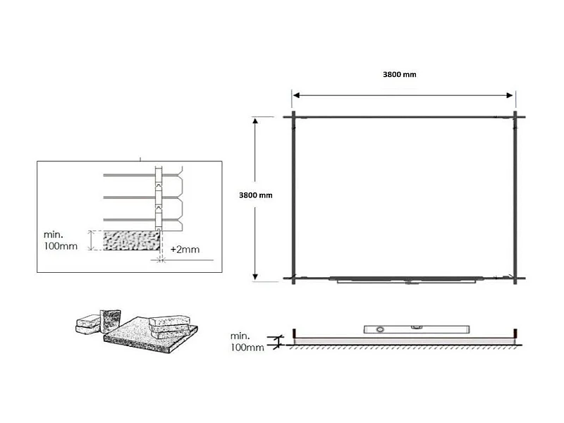 Abri de jardin en bois - 16m2 - 4x4m - Traité - Ep. 40mm - Couleur: vert - DOM716 - ALTANKA
