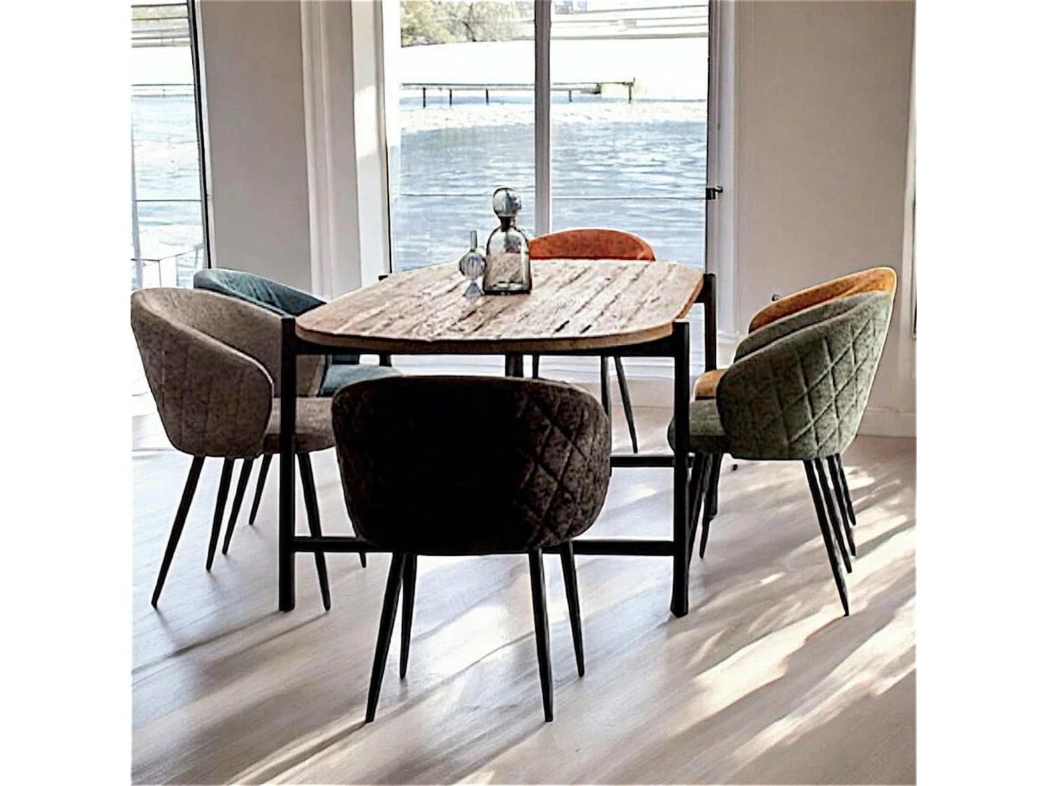 Table de repas teck recyclé bords arrondis 240 cm TRANI