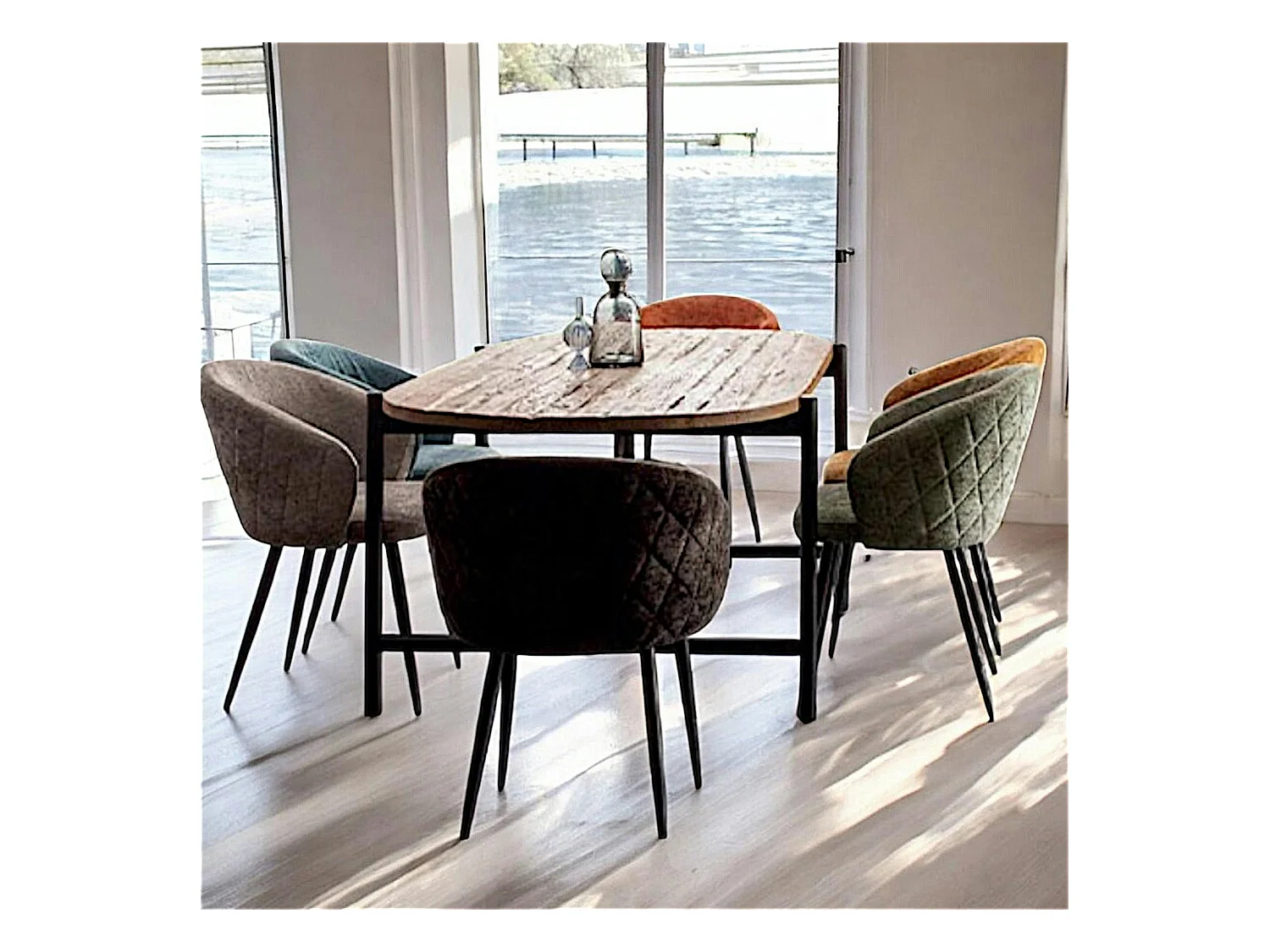Table de repas teck recyclé bords arrondis 240 cm TRANI