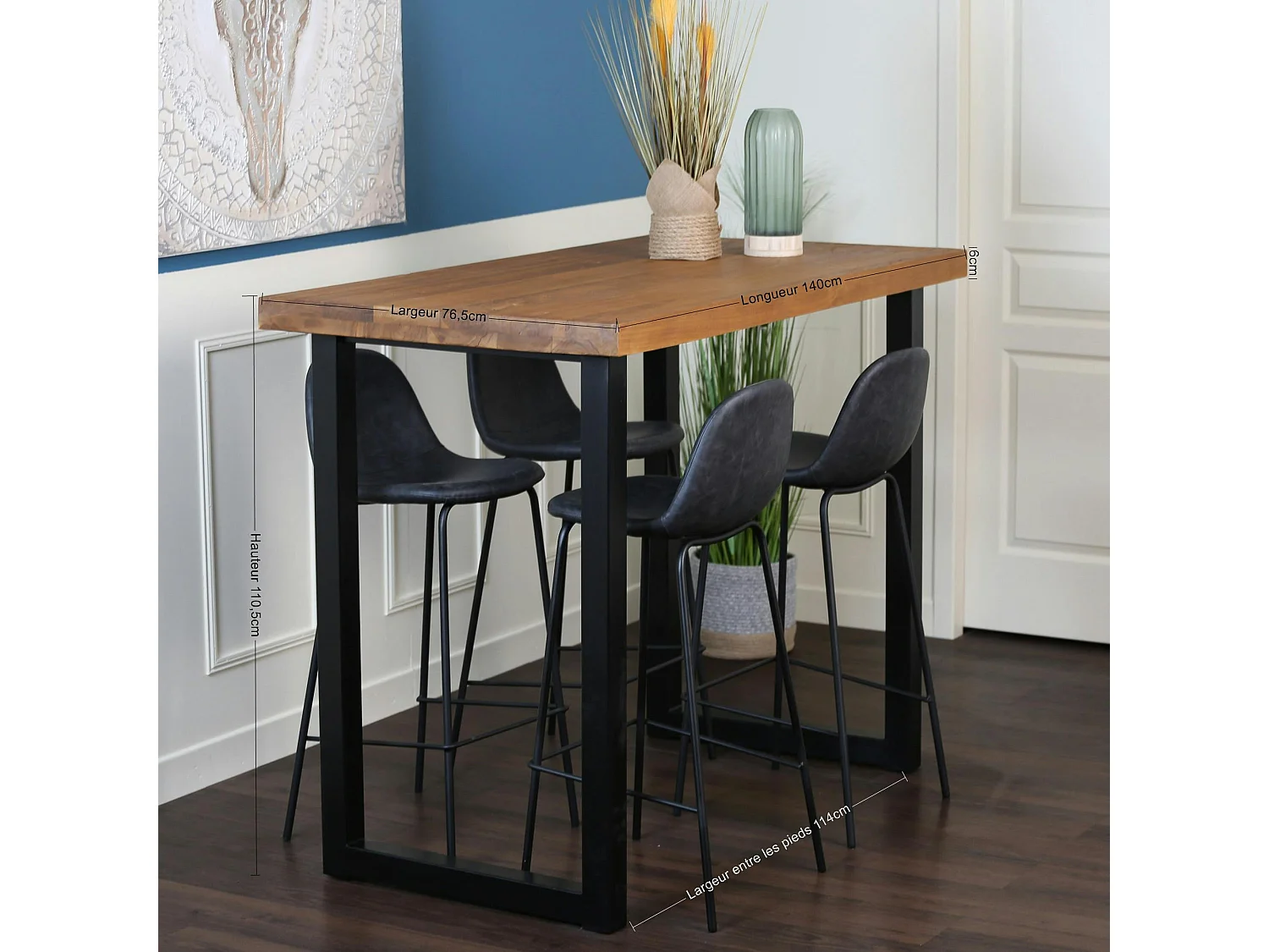 Mange-debout en bois de teck 140 cm CANADA