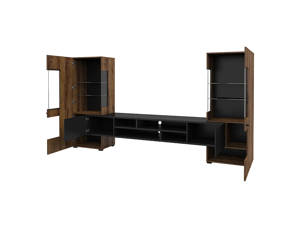 Akram Wenge and Black TV furniture set with 2 cabinets