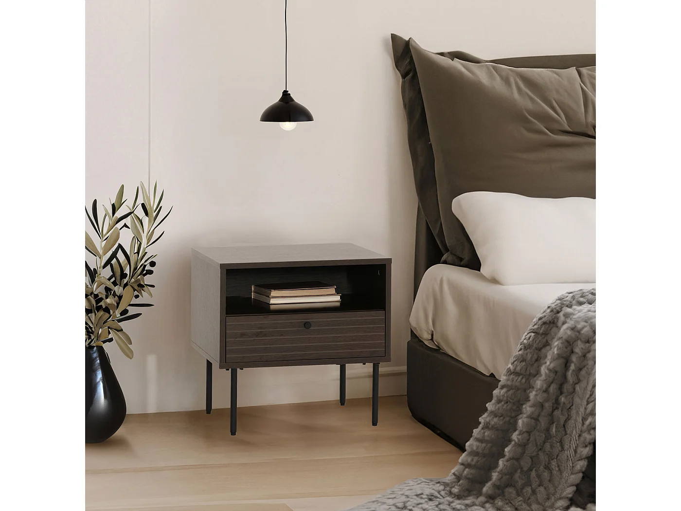 Table de chevet MCW-N78,  brun foncé