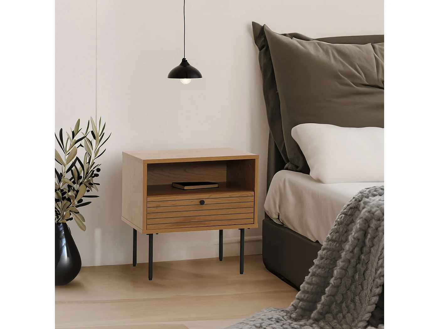 Table de chevet MCW-N78,  naturel