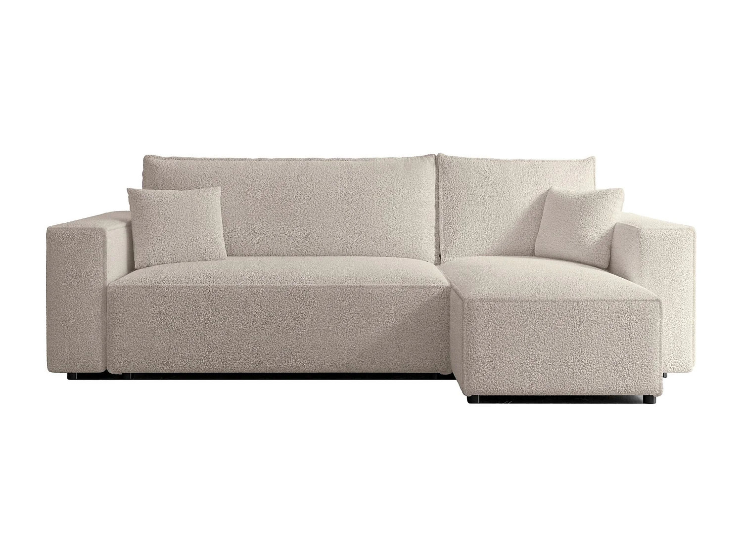 Canapé d'angle convertible - en boucle beige clair - SCARLO