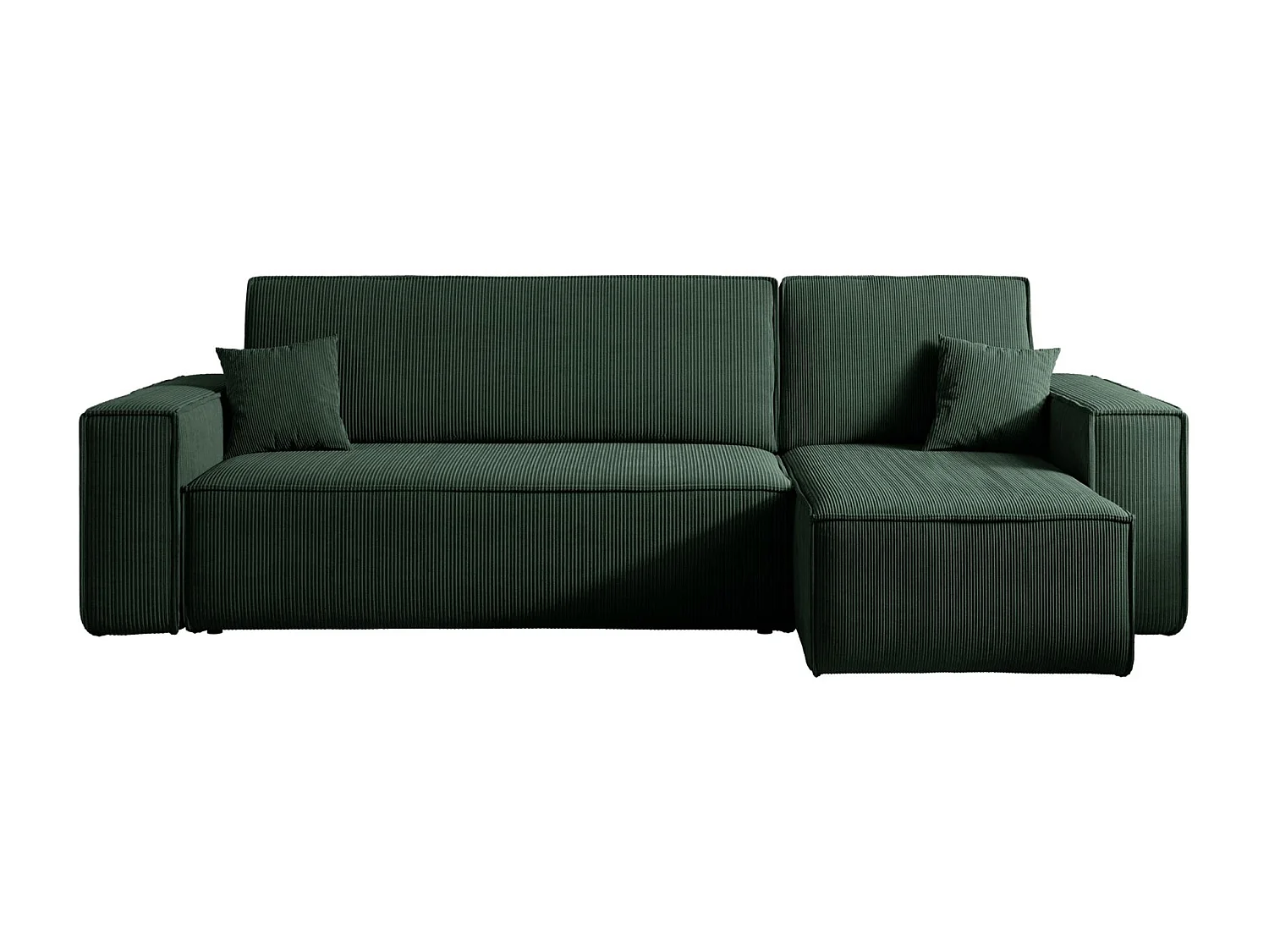 Canapé d'angle convertible - en velours côtelé vert foncé - SCARLO
