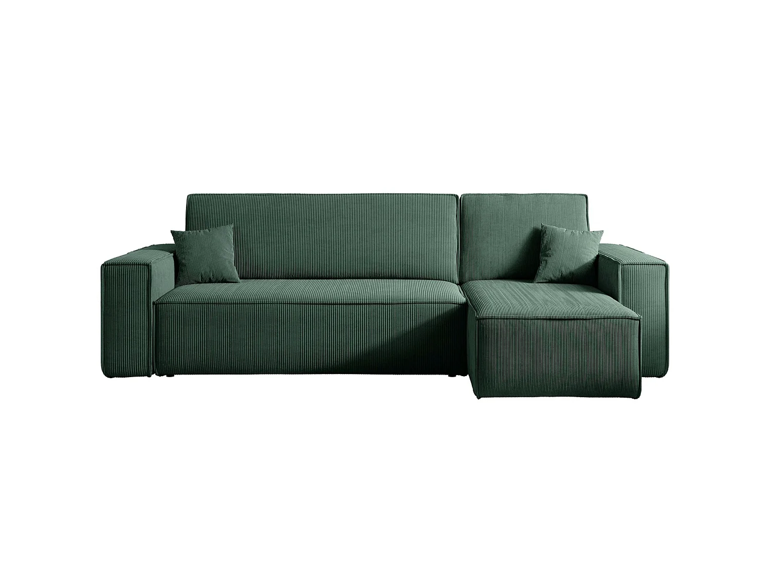 Canapé d'angle convertible - en velours côtelé vert foncé - SCARLO