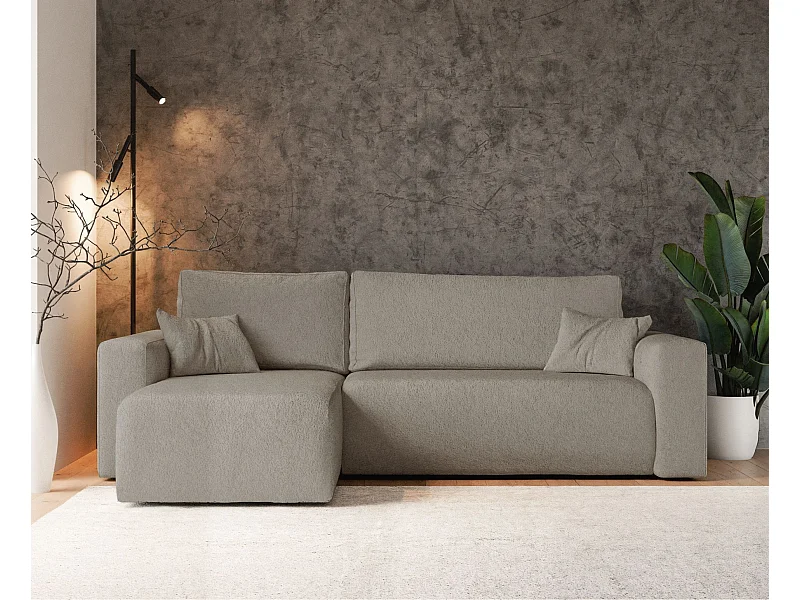 Canapé d'angle convertible - en boucle marron clair - PIANONI