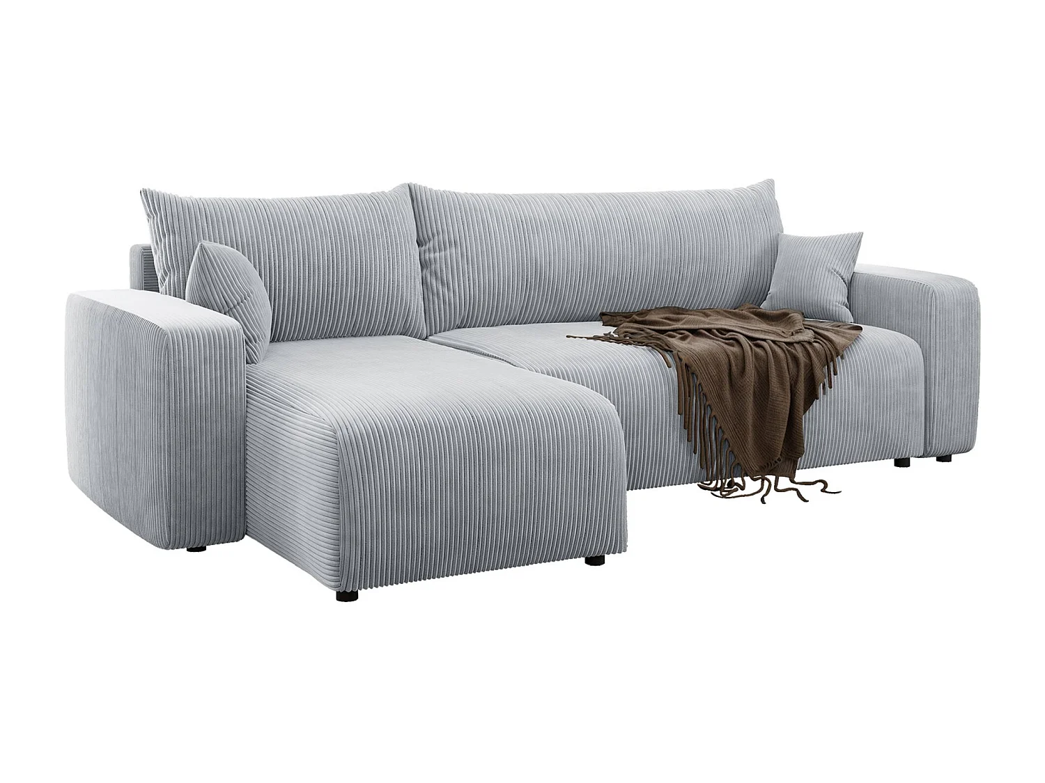 Hoekbank met ombouw - in lichtgrijs corduroy - PIANONO