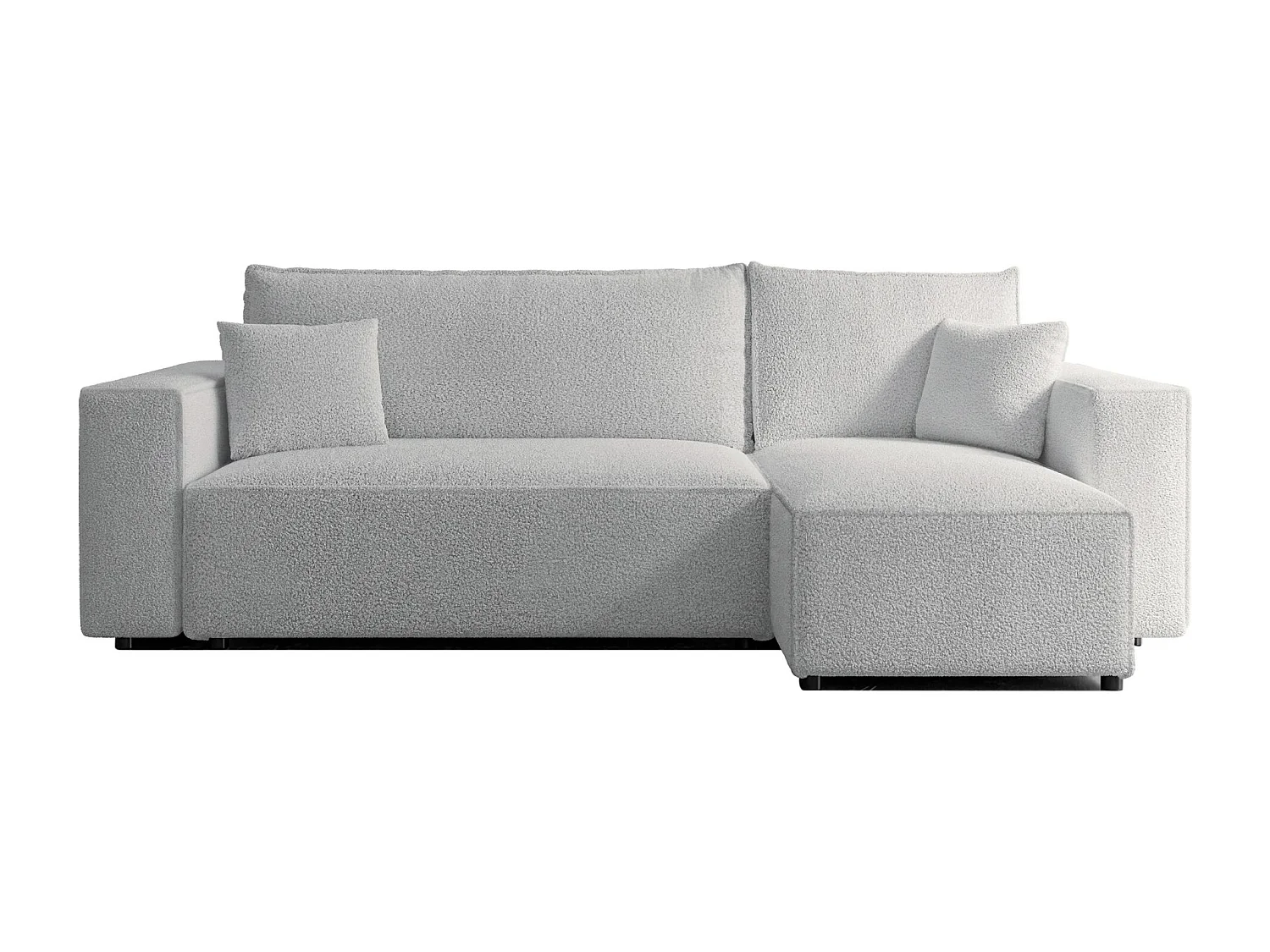 Canapé d'angle convertible - en boucle gris clair - SCARLO