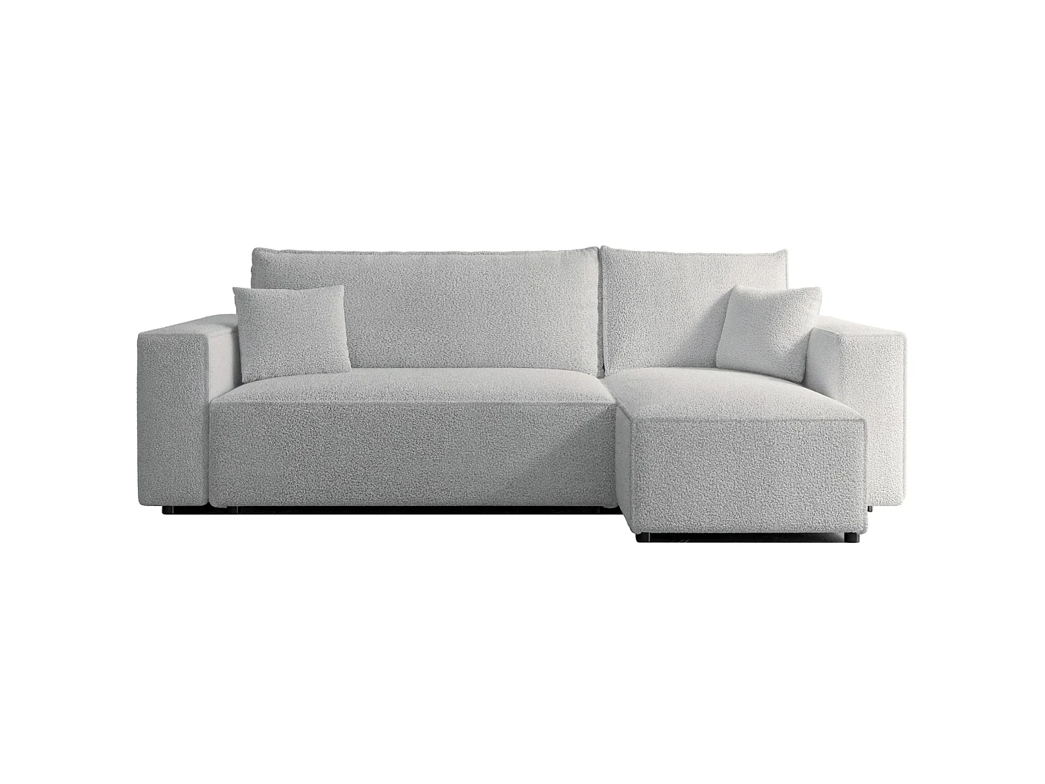Ecksofa mit Schlaffunktion - Stauraum - Bouclé-Bezug - hellgrau - Scarlo