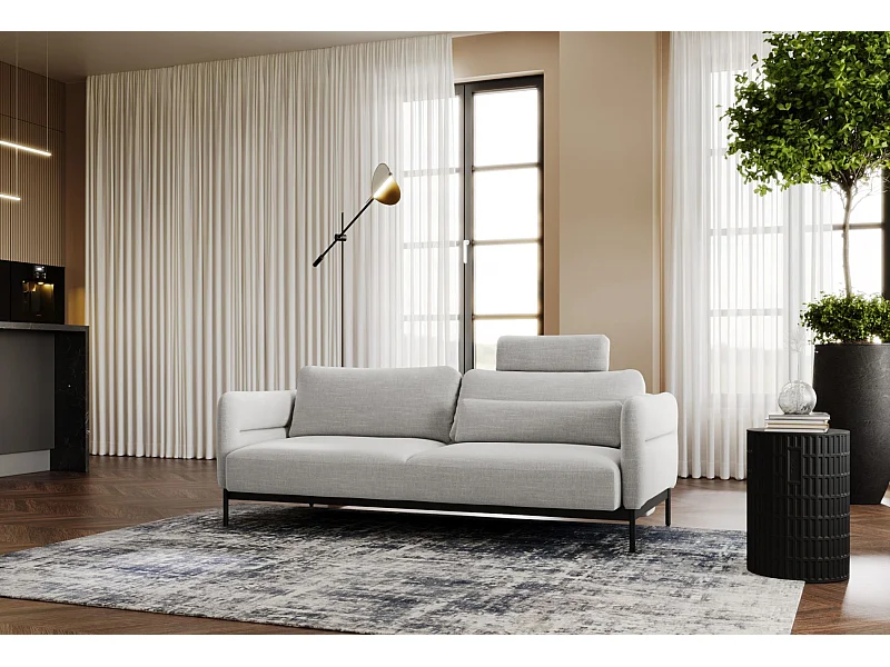 Canapé convertible 3 places- gris clair- SOLIANERO