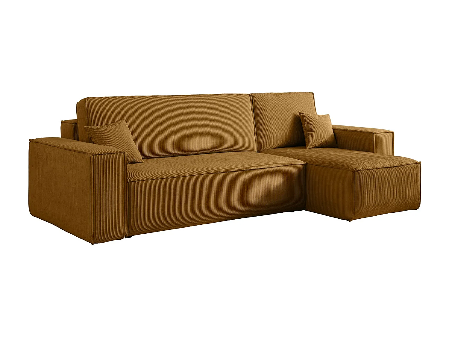 Hoekbank met ombouw - in mosterdgeel corduroy - SCARLO