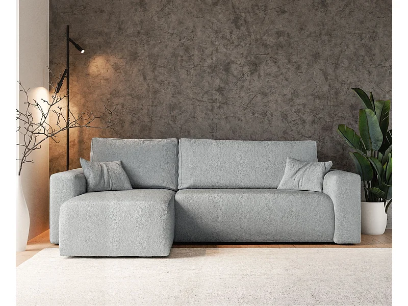 Canapé d'angle convertible - en boucle gris clair - PIANONI