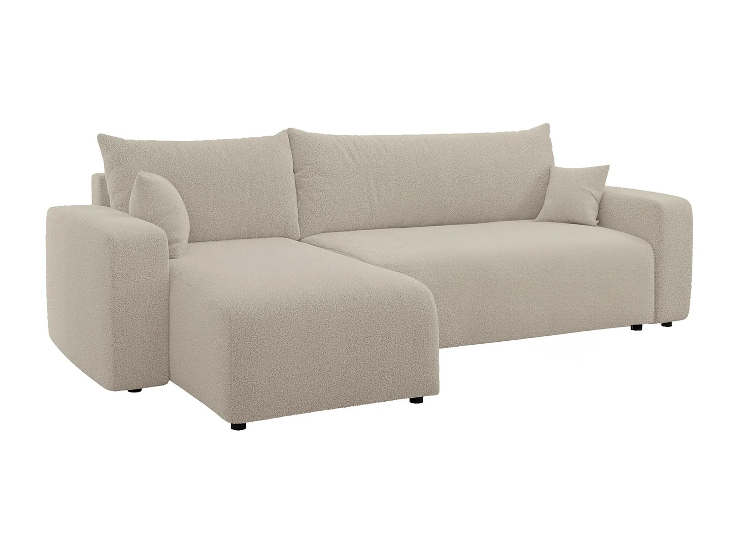 Hoekbank met slaapbank - lichtbeige boucle - PIANONI