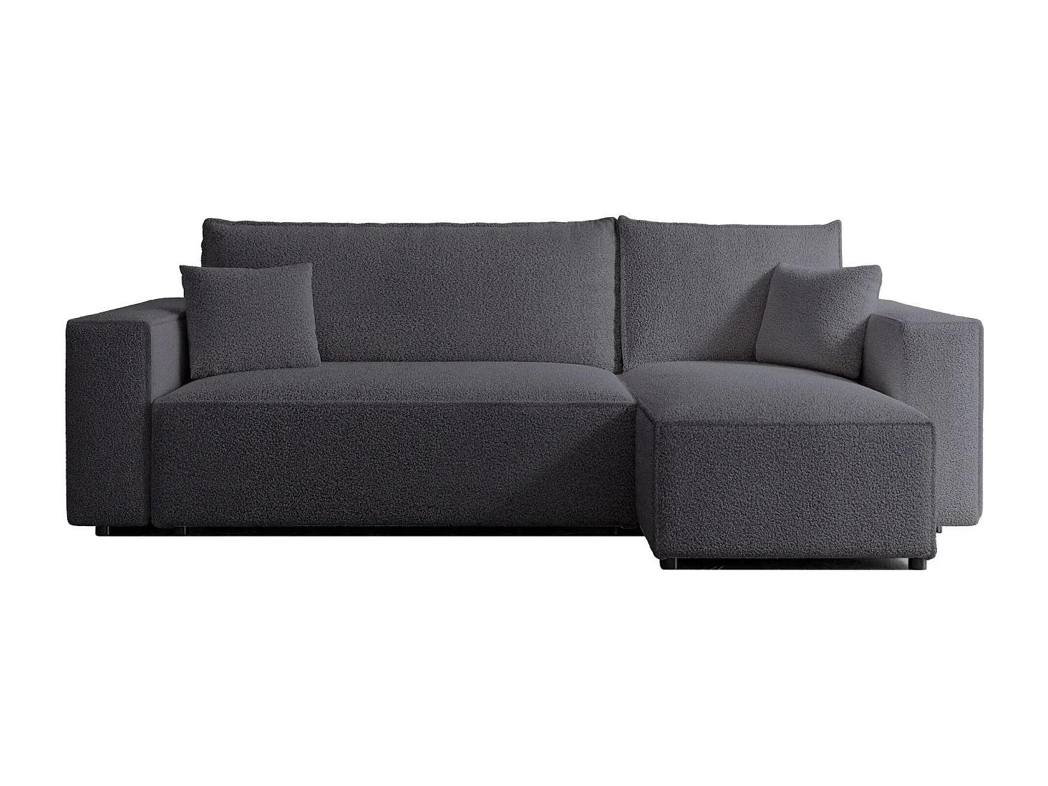 Canapé d'angle convertible - en boucle gris foncé - SCARLO