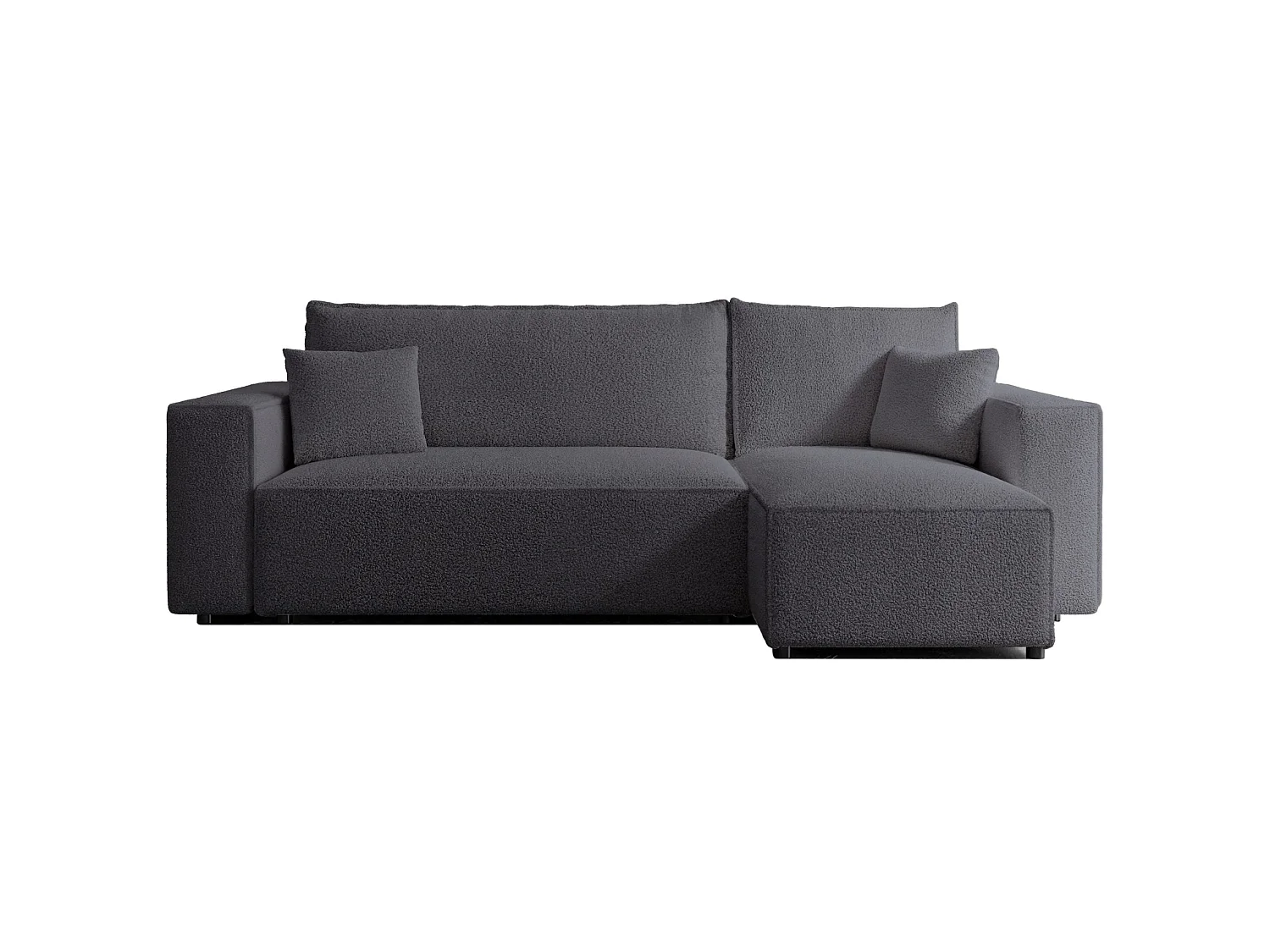Canapé d'angle convertible 4 places en tissu côtelé gris SCARLO