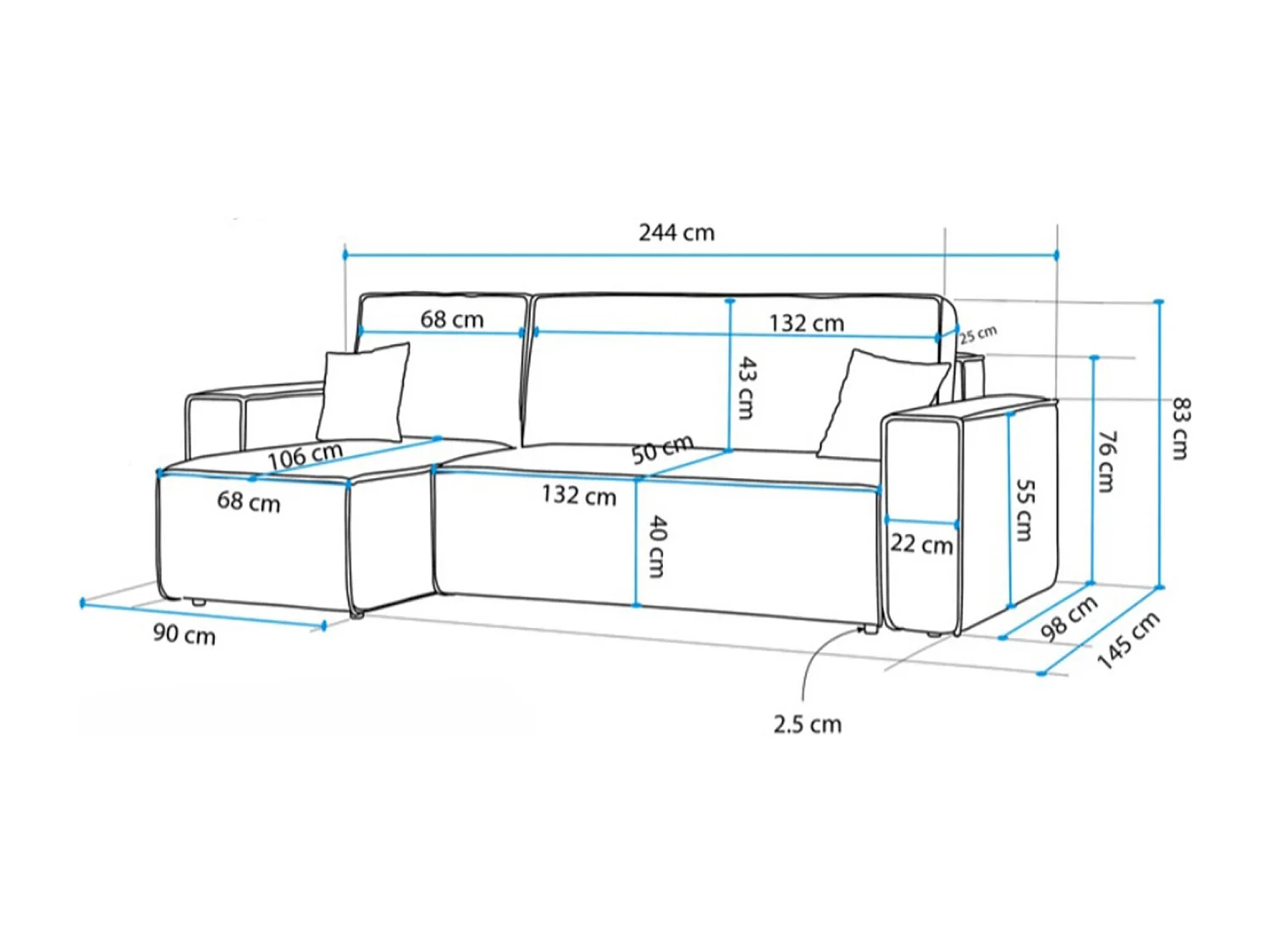 Canapé d'angle convertible - en boucle marron clair - SCARLO