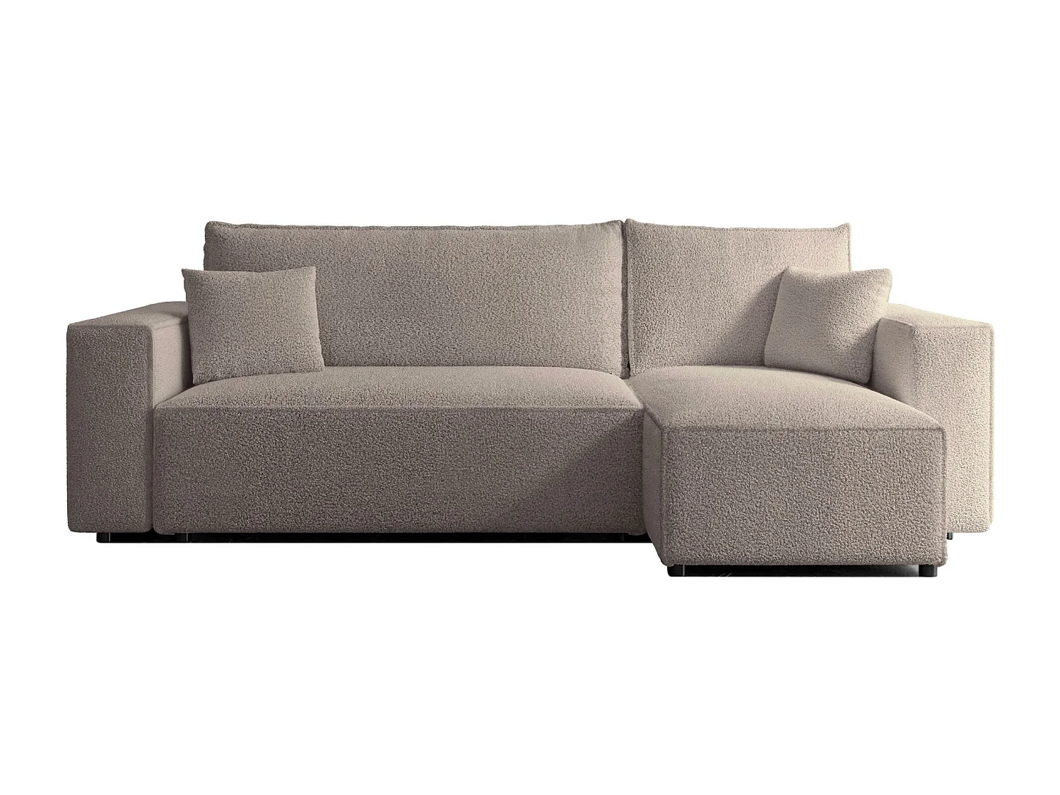 Canapé d'angle convertible - en boucle marron clair - SCARLO