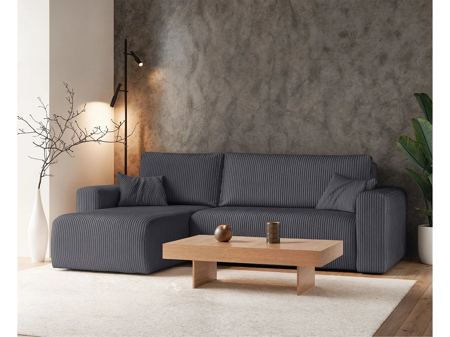 Hoekbank - in grijs corduroy - PIANONO