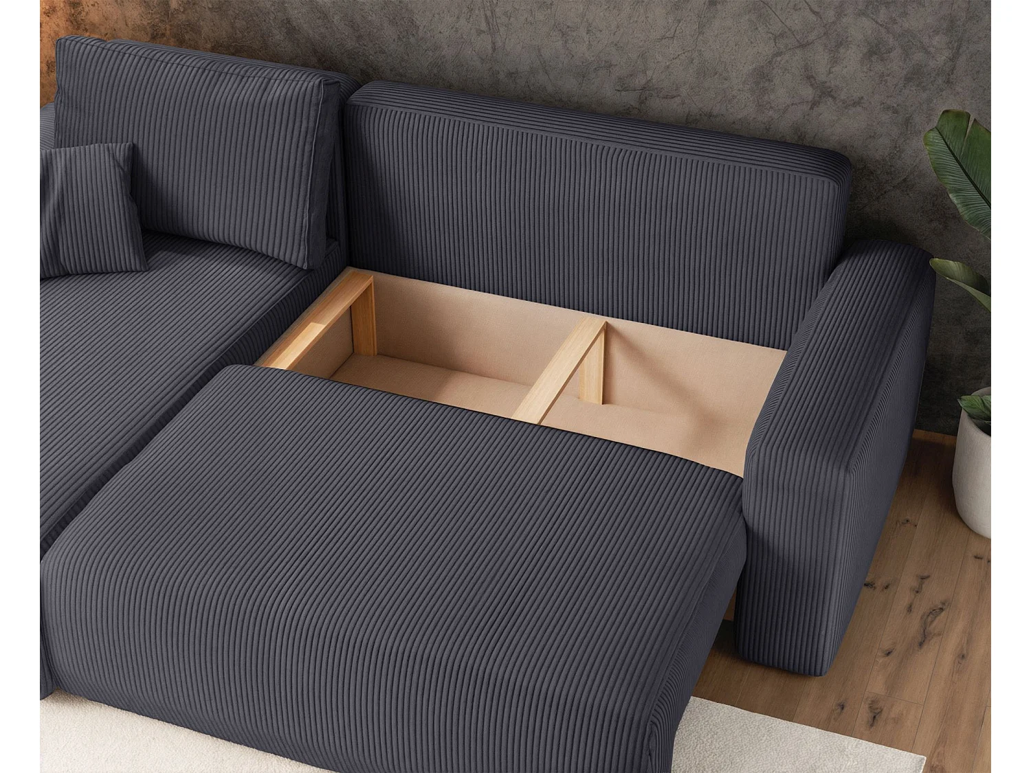 Hoekbank - in grijs corduroy - PIANONO