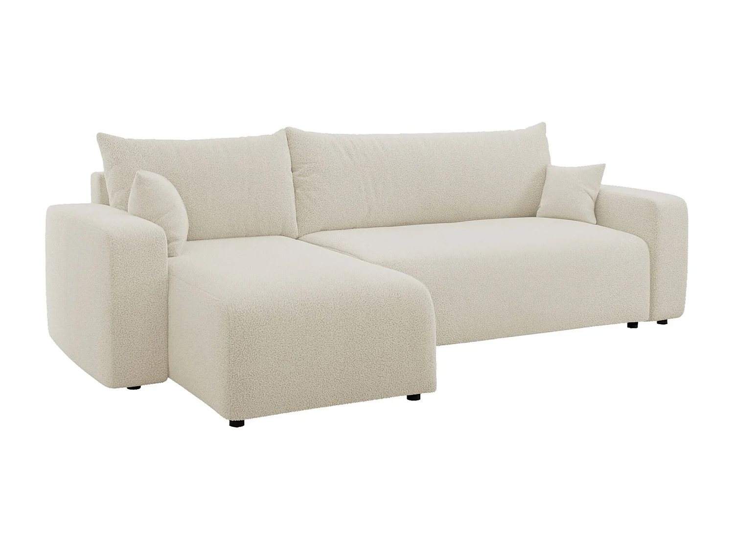Ecksofa mit Schlaffunktion - Stauraum - Bouclé-Bezug - creme - Pianoni