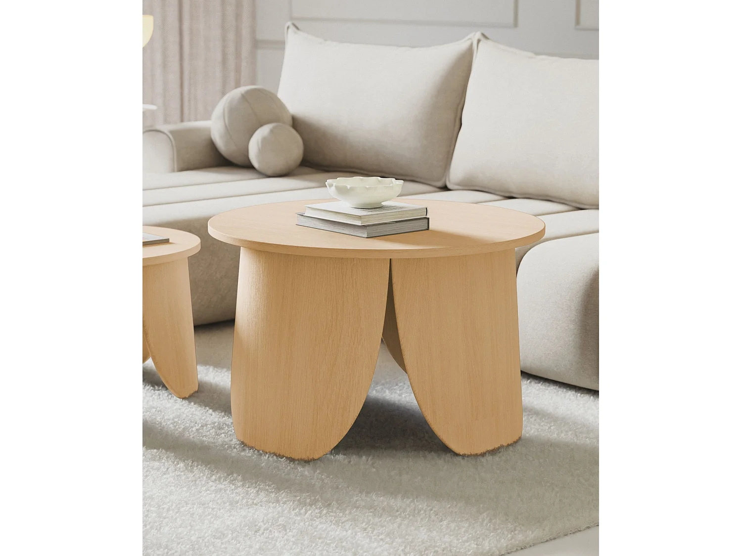 Couchtisch rund - Eichenholzoptik - Ø 80 cm - VIVIALLY