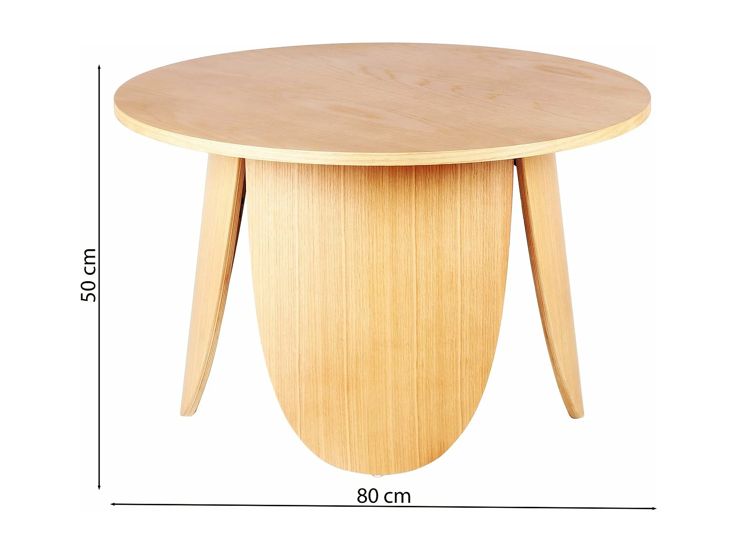 Couchtisch rund - Eichenholzoptik - Ø 80 cm - VIVIALLY