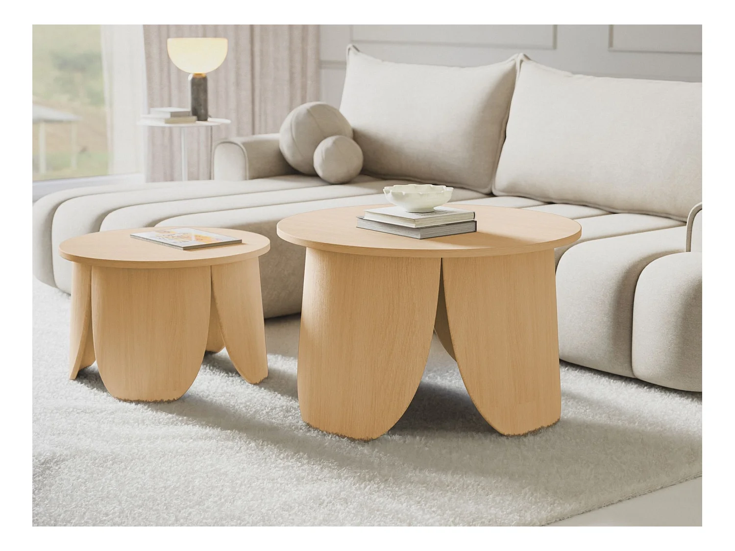 Couchtisch rund - Eichenholzoptik - Ø 80 cm - VIVIALLY