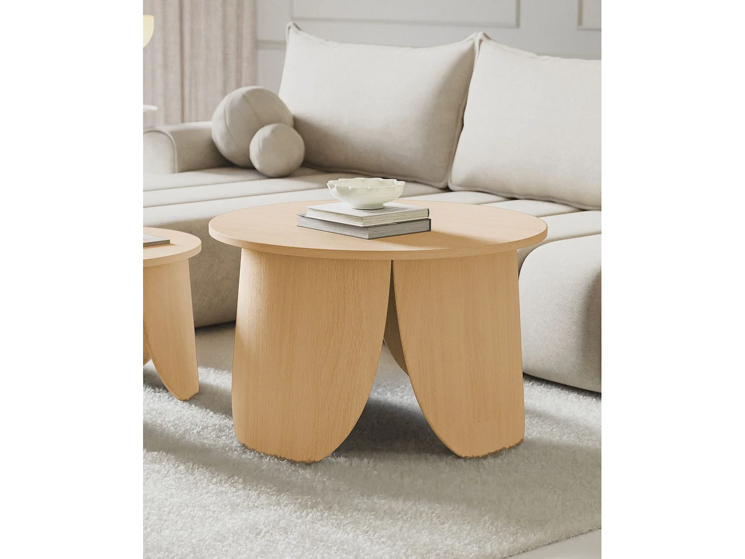 Table basse ronde - 80 cm - couleur chêne naturel - VIVIALLY