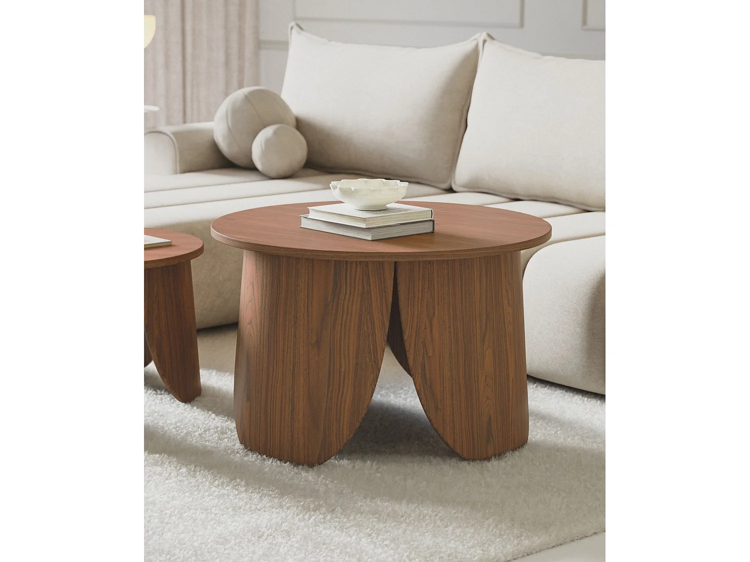 Tavolino rotondo - 80 cm - colore noce - VIVIALLY