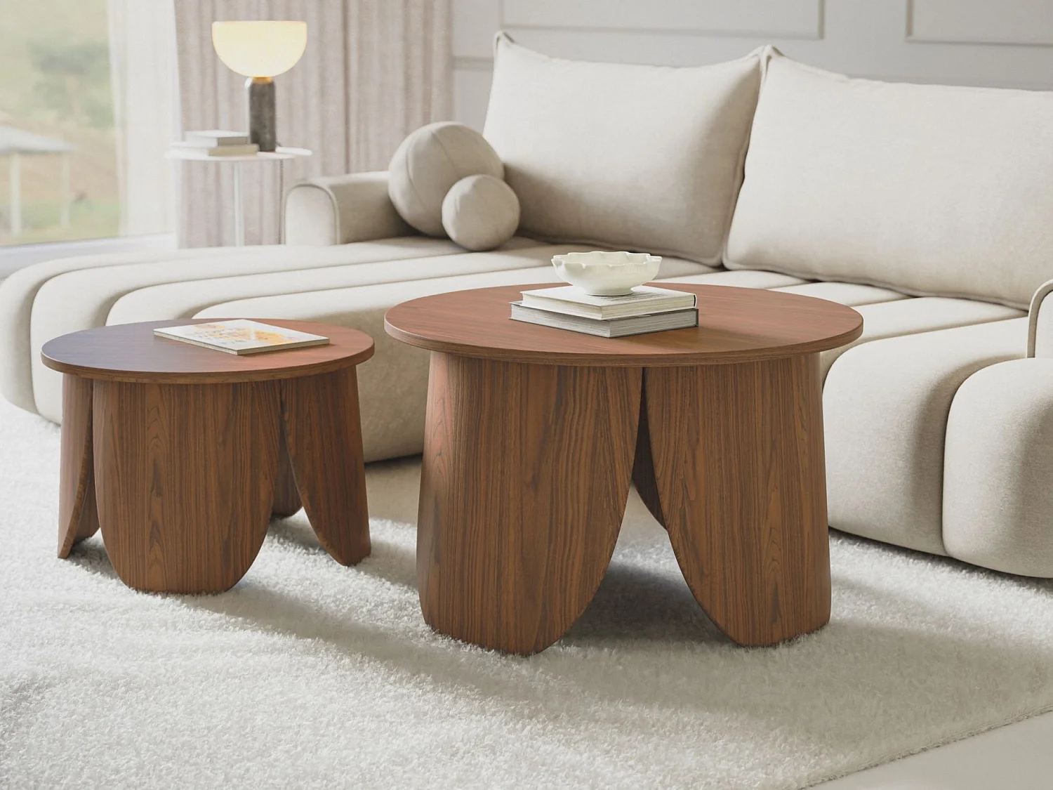 Table basse ronde - 80 cm - couleur noyer - VIVIALLY