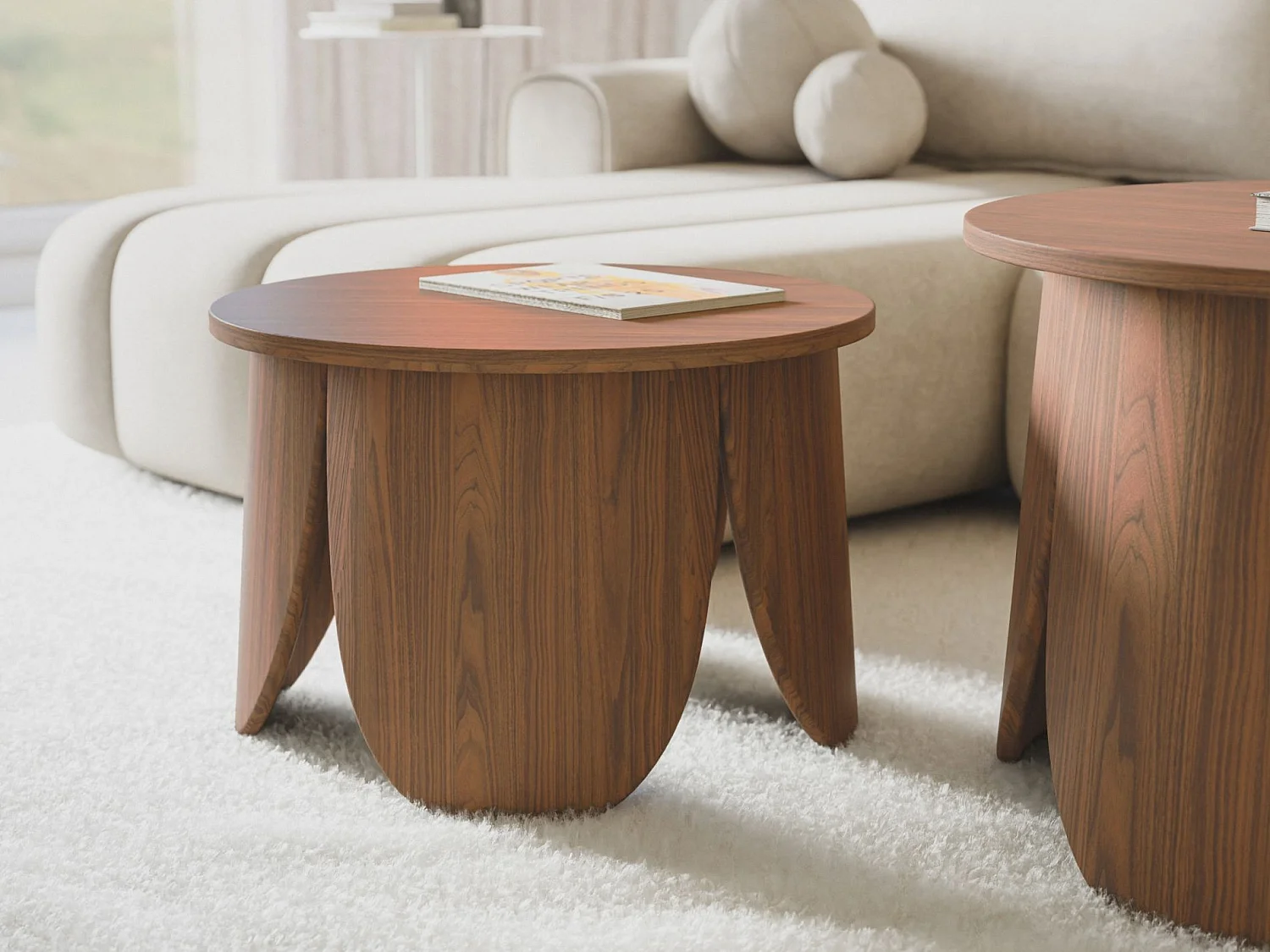 Table basse ronde - 60 cm - couleur noyer - VIVIALLY