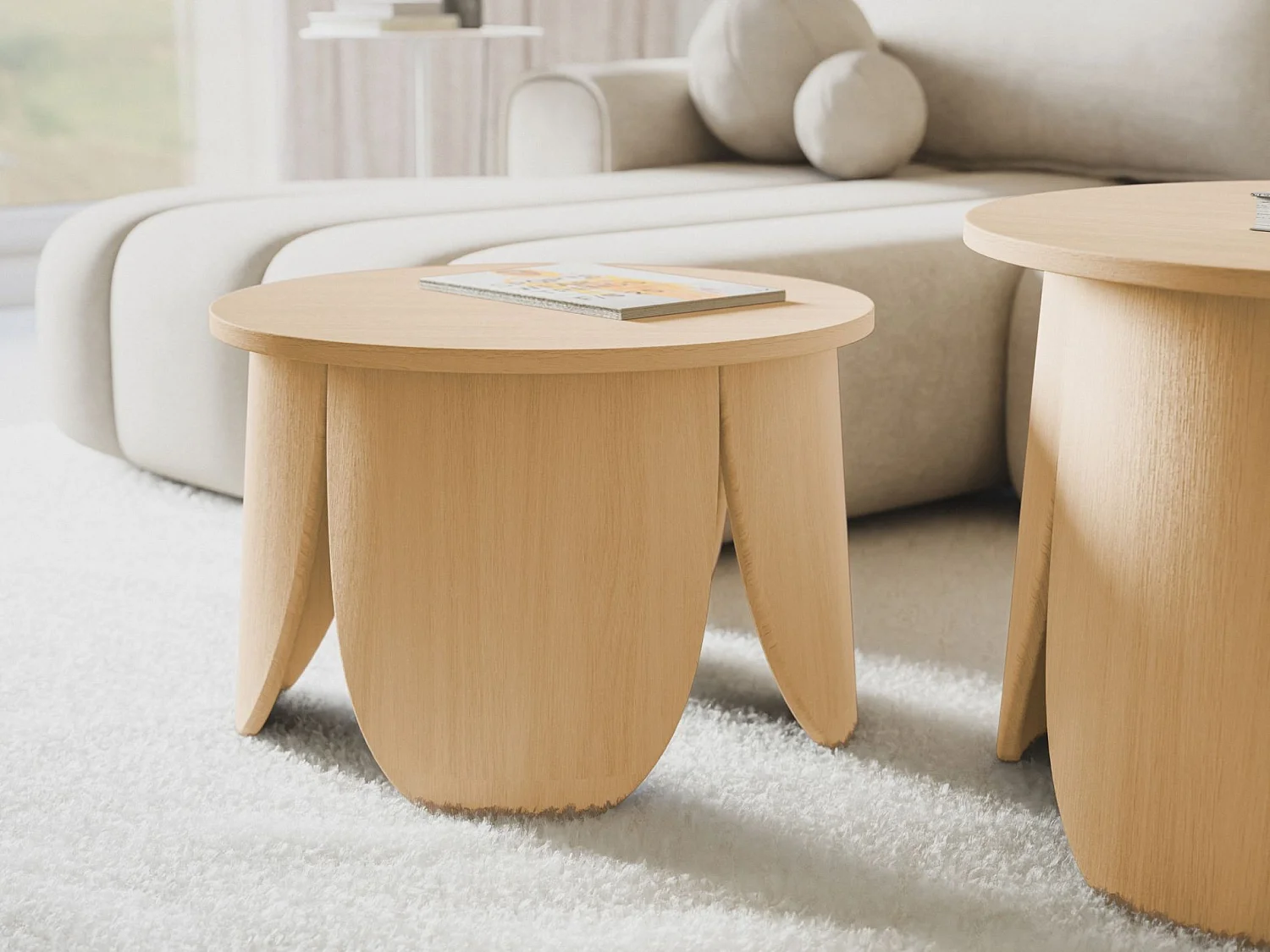 Table basse ronde - 60 cm - couleur chêne naturel - VIVIALLY