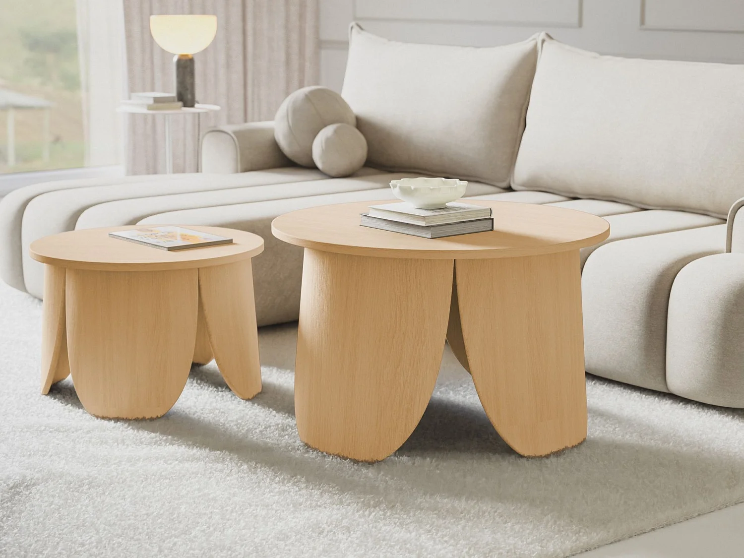 Table basse ronde - 60 cm - couleur chêne naturel - VIVIALLY